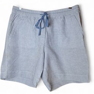 Talbots Cotton / Linen Blue Striped Women's Shorts 6" Size S